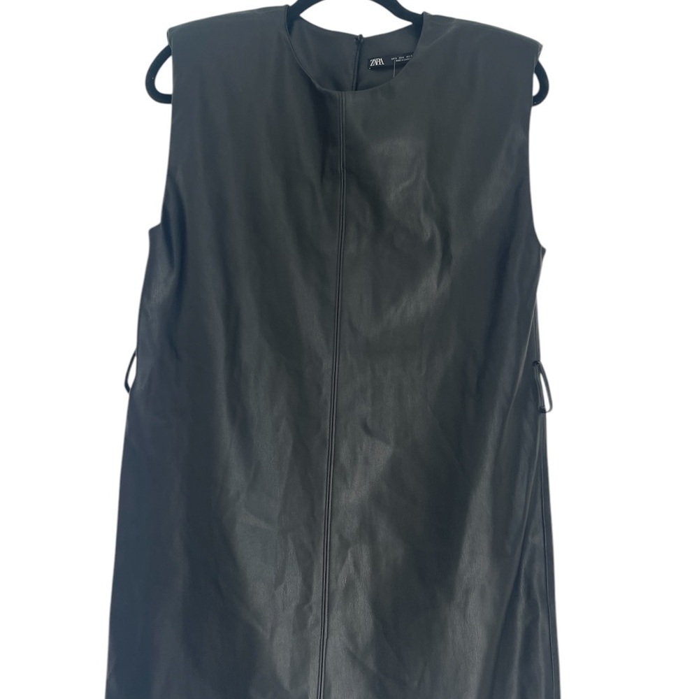 Zara Black Sleeveless Faux Leather Dress